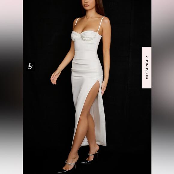 HOUSE OF CB 'Flora' Ivory Satin Corset Maxi Dress Size S-US - Picture 6 of 7